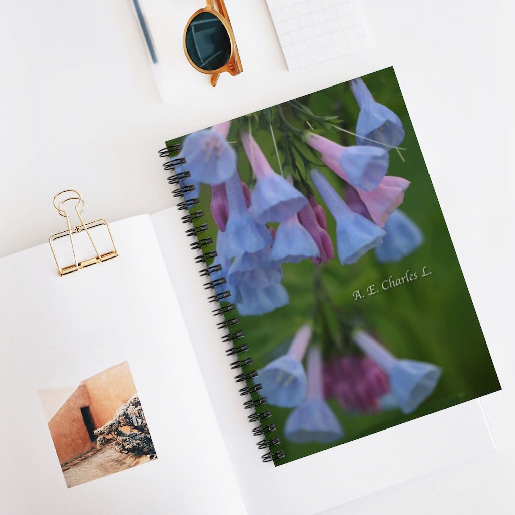 Spiral Notebook - Ruled Line Pale Trumpet Flowers