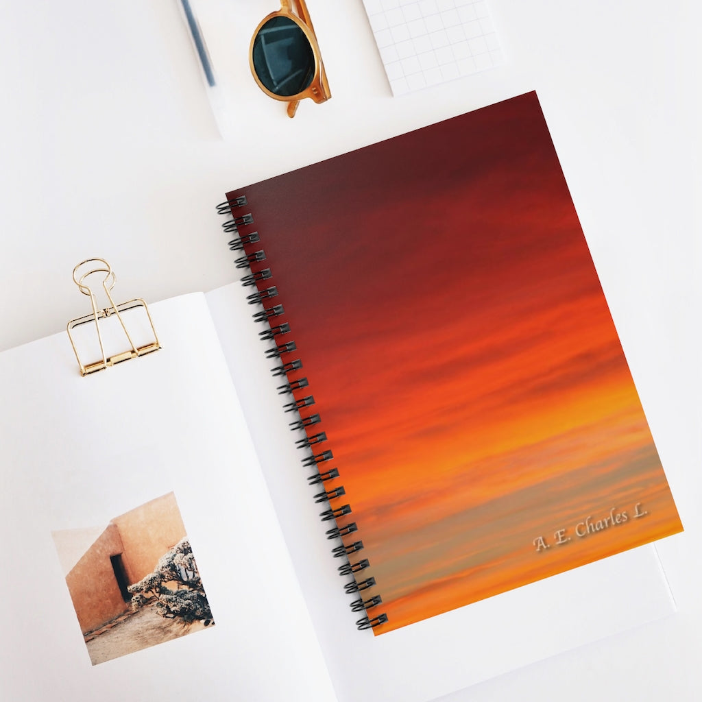 Spiral Notebook - Ruled Line Orange Sky