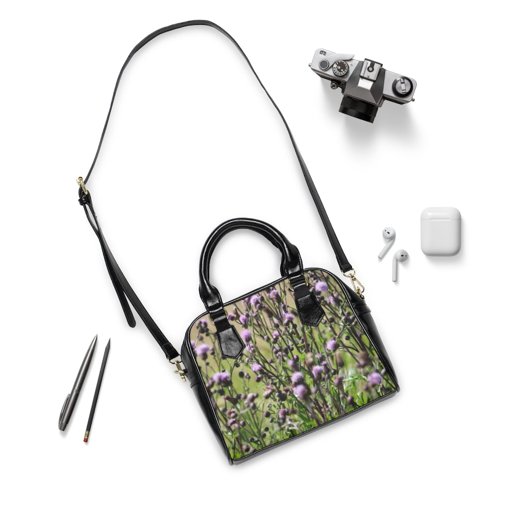 NN Shoulder Handbag Purple Fluff Flowers