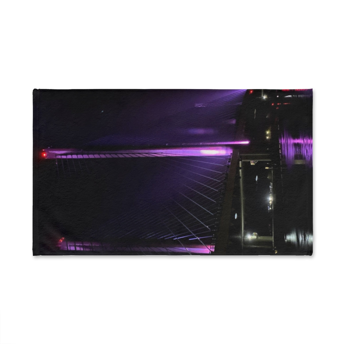 NN Fishing Hand Towel (V) DE Purple Lit Bridge In Storm