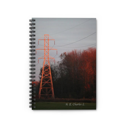 Spiral Notebook - Ruled Line Power Transmissions Tower & Power Lines