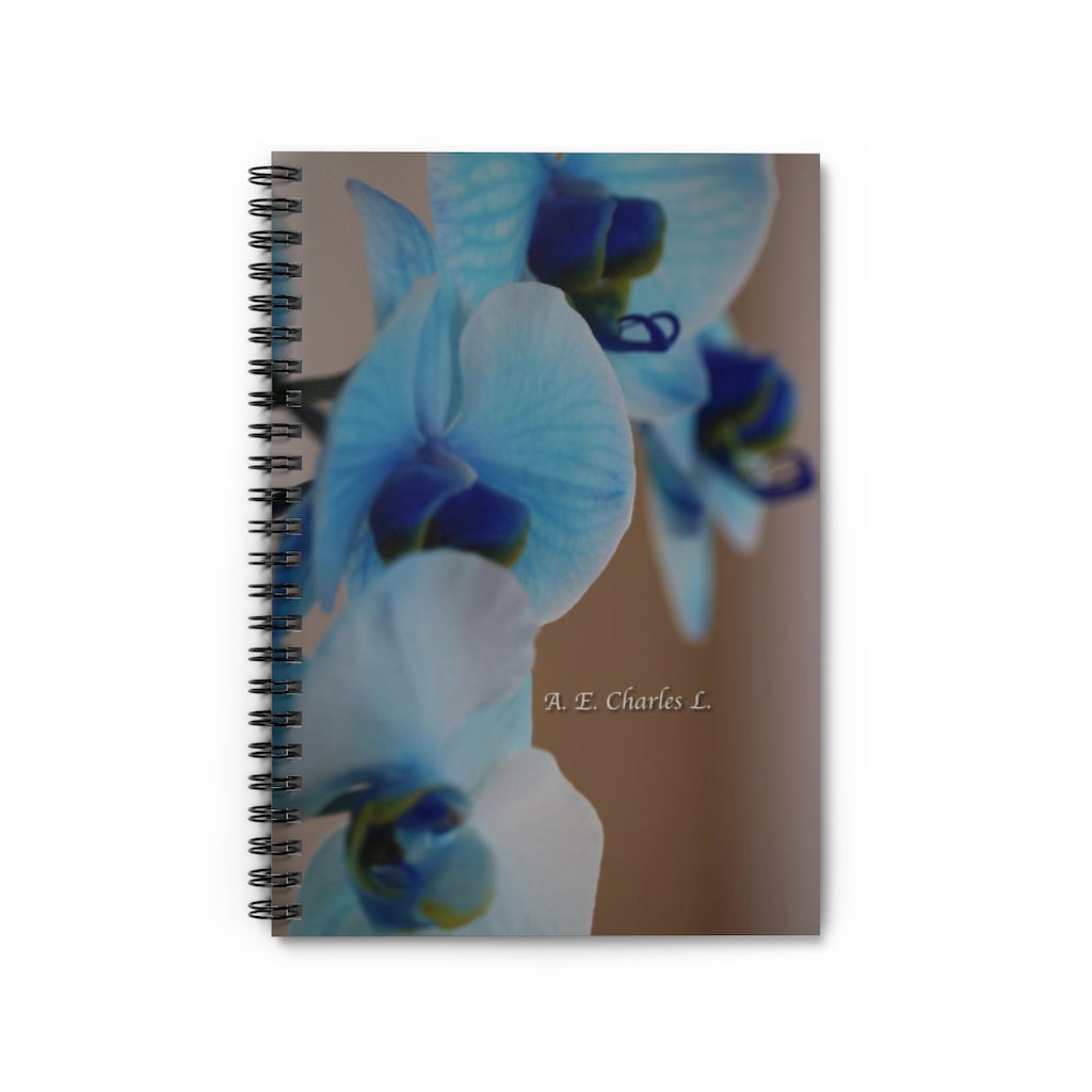 Spiral Notebook - Ruled Line NC Blue Flowers