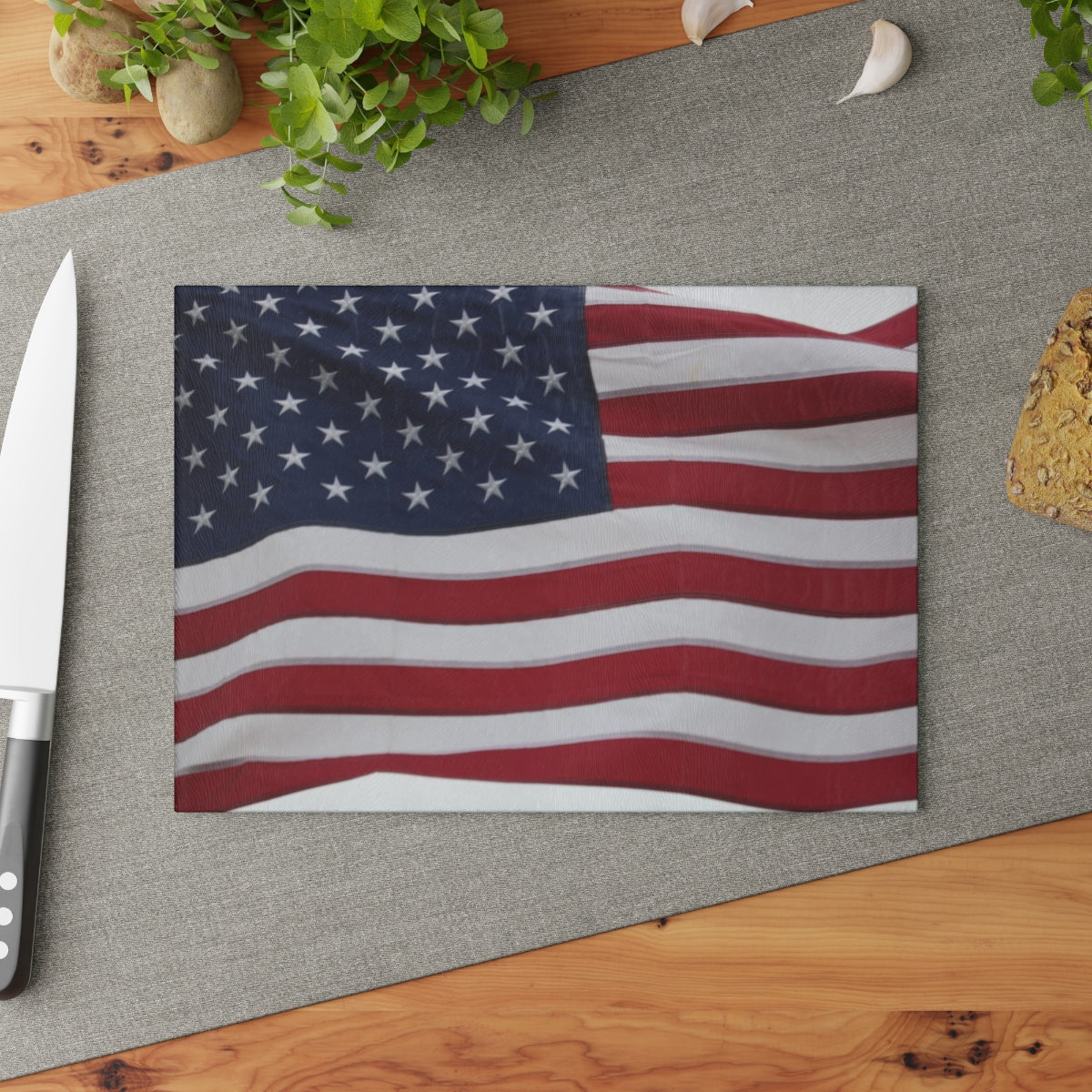 NN Glass Cutting Board American Flag