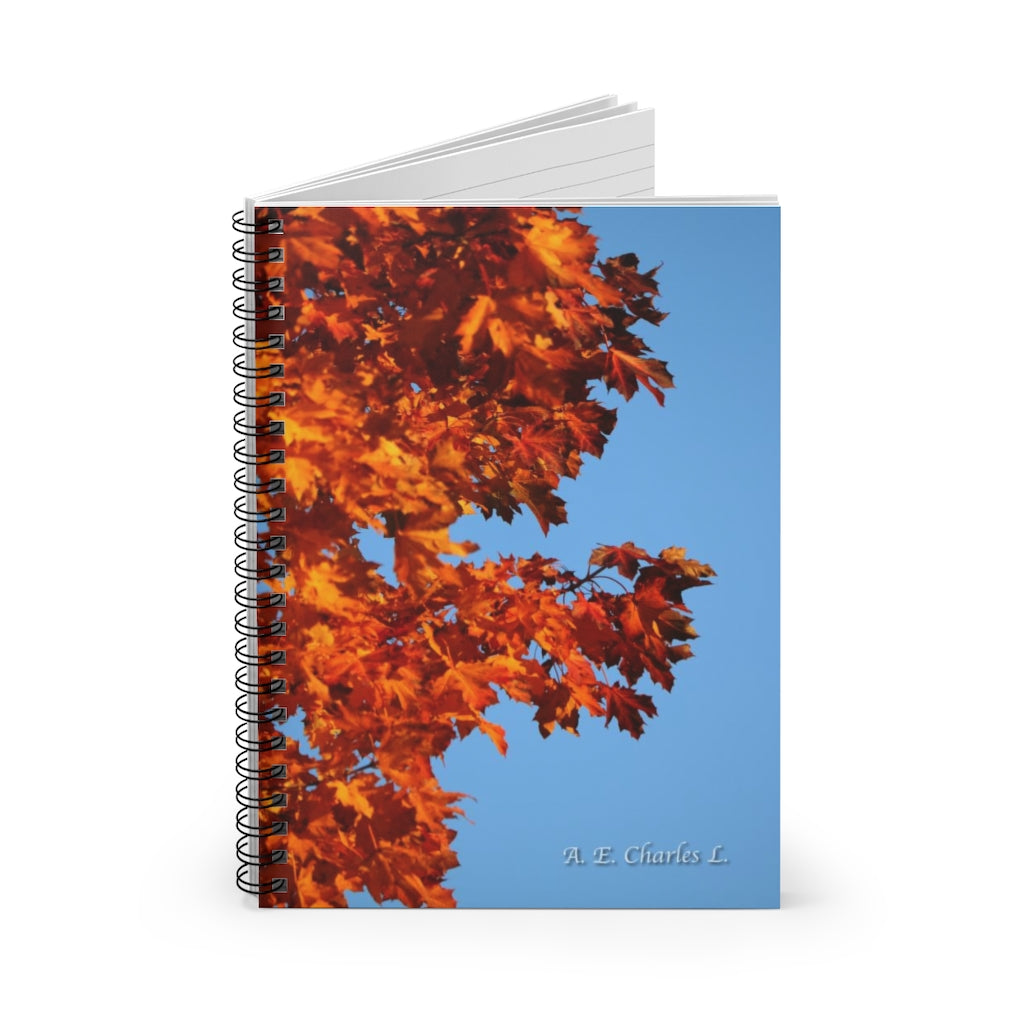 Spiral Notebook - Ruled Line Left Orange Leaves