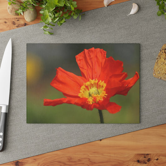 NN Glass Cutting Board Orange Flower