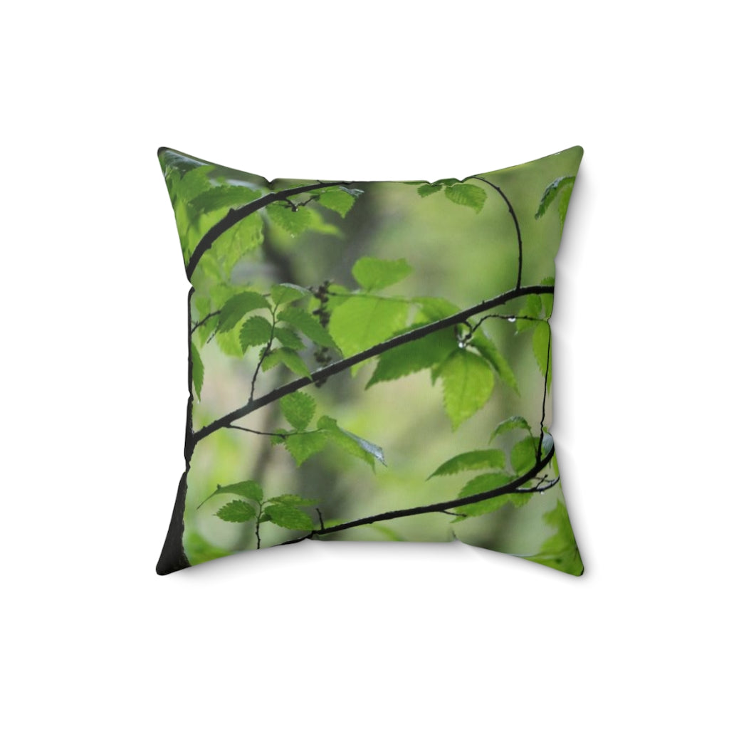 NN Spun Polyester Square Pillow Wet Little Stick Branches