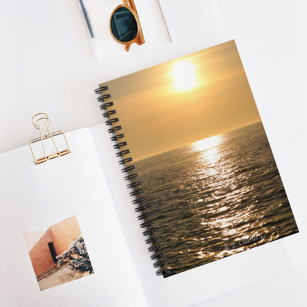 Spiral Notebook - Ruled Line High Sun Over Water