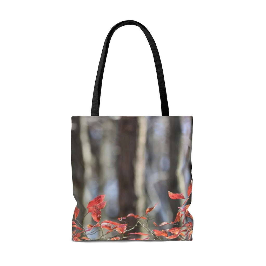 NN AOP Tote Bag Red Leaves Bottom Trees