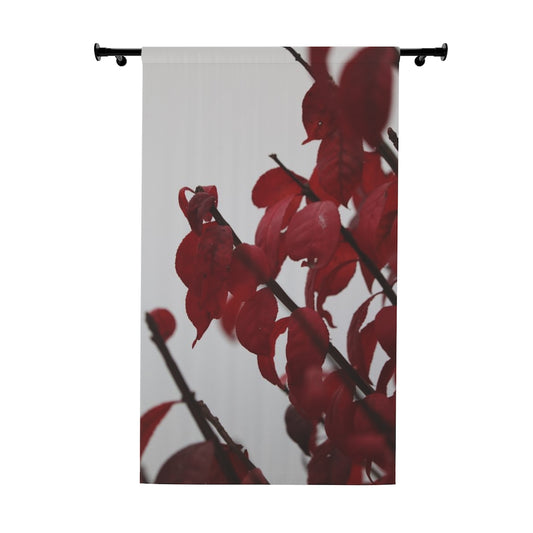 NN Window Curtains (1 Piece) Red Leaves On White