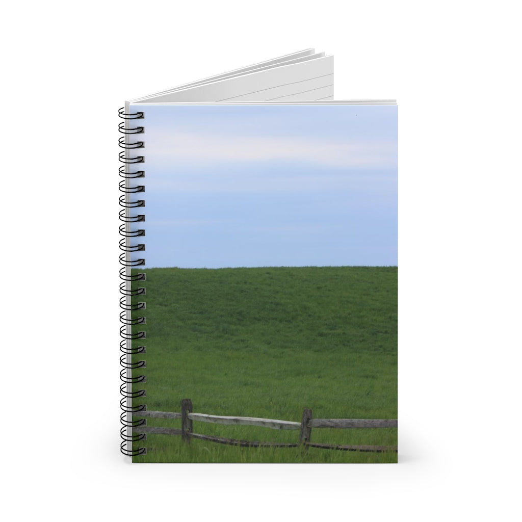 NN Spiral Notebook - Ruled Line Blue Sky Grass & A Fence