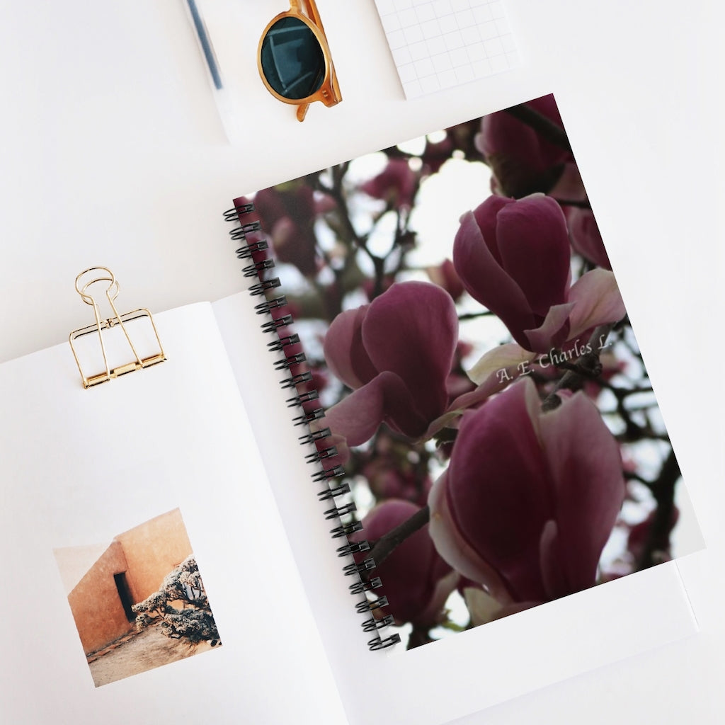 Spiral Notebook - Ruled Line Two-Tone Pink Flowers