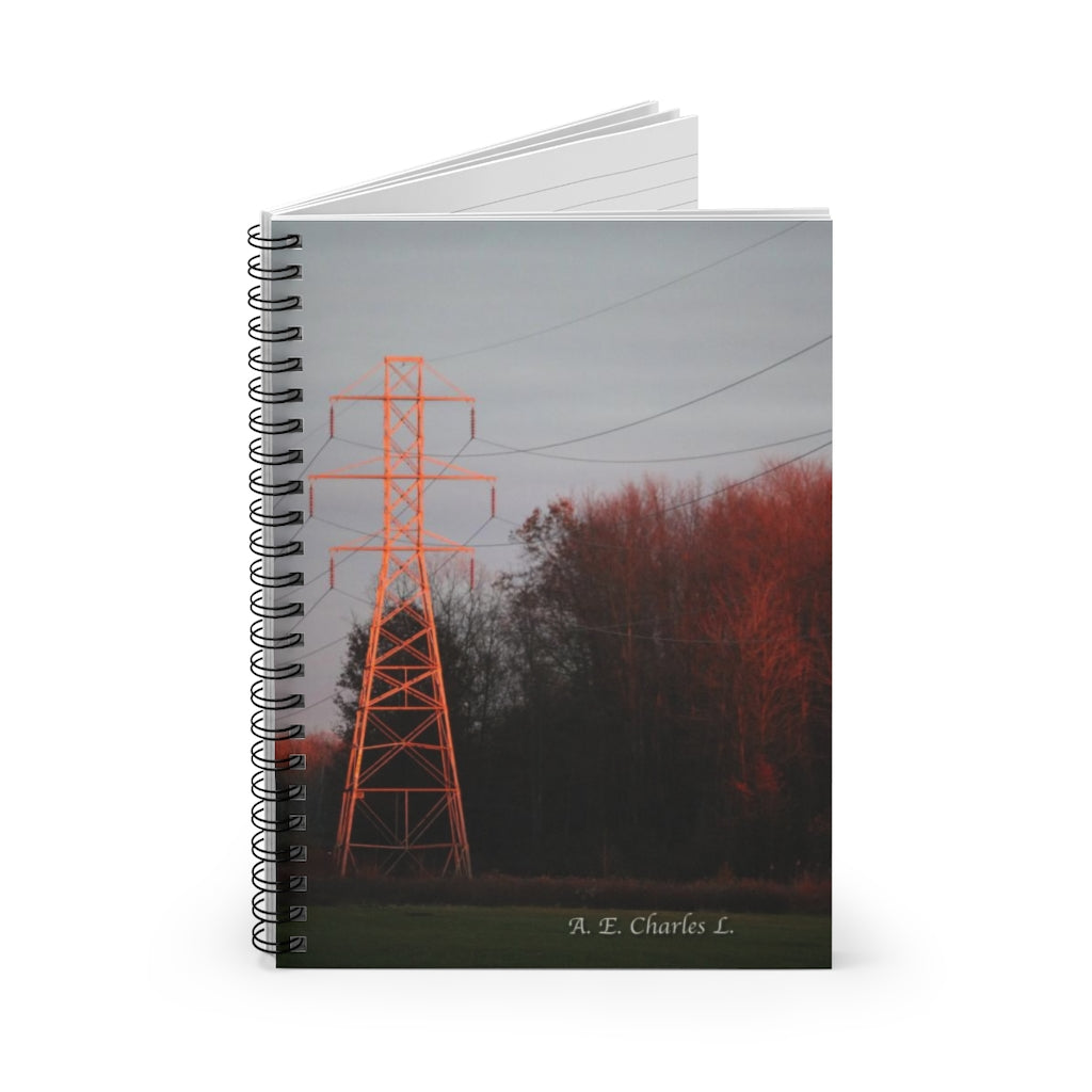 Spiral Notebook - Ruled Line Power Transmissions Tower & Power Lines