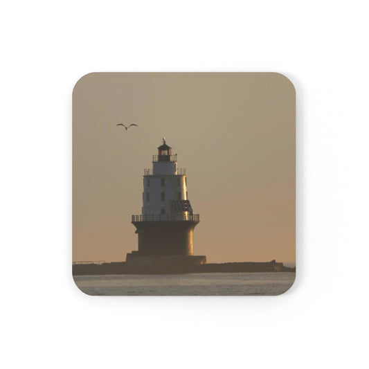 NN Cork Back Coaster Hazy Lighthouse & A Bird