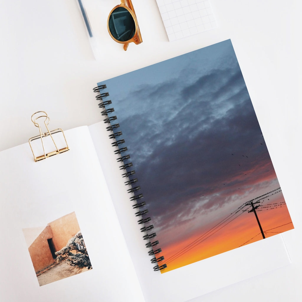 NN Spiral Notebook - Ruled Line Yellow Orange Clouds & Lines