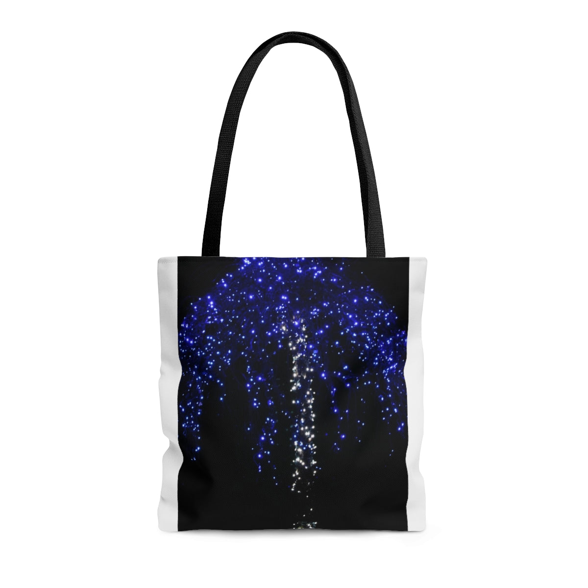 NN AOP Tote Bag Blue & White Christmas Lights Tree