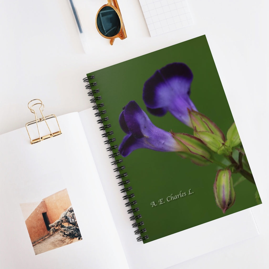 Spiral Notebook - Ruled Line 2 Purple Blooms