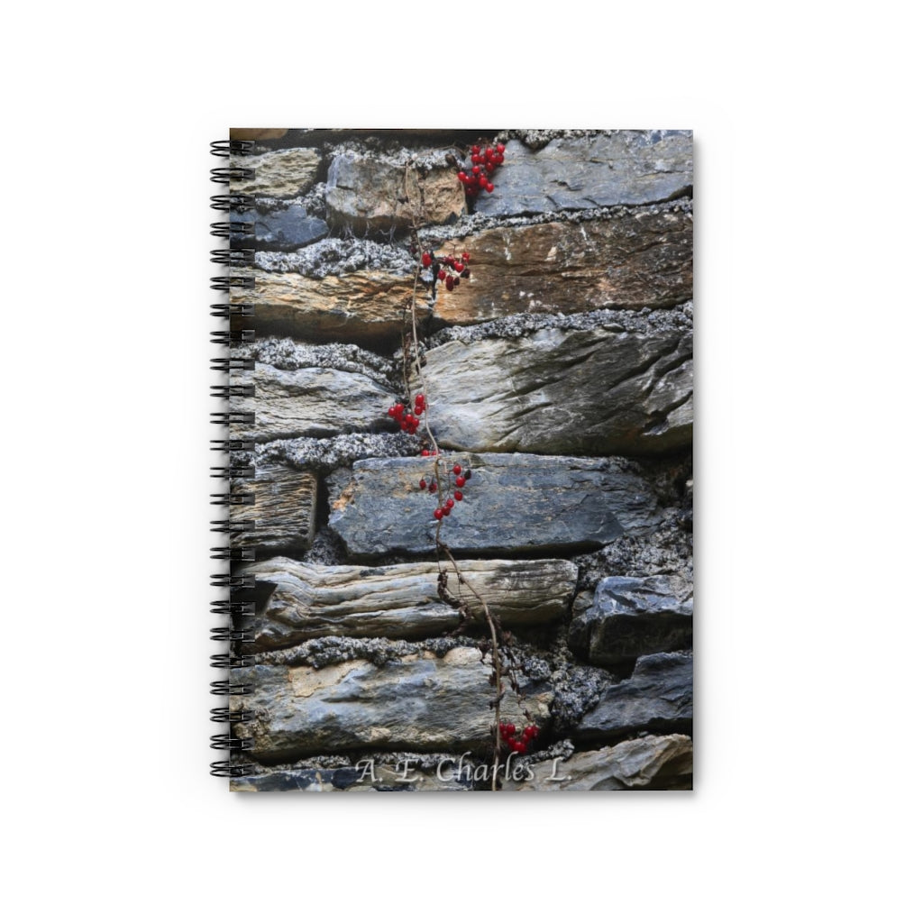 Spiral Notebook - Ruled Line Stone Wall & Berries