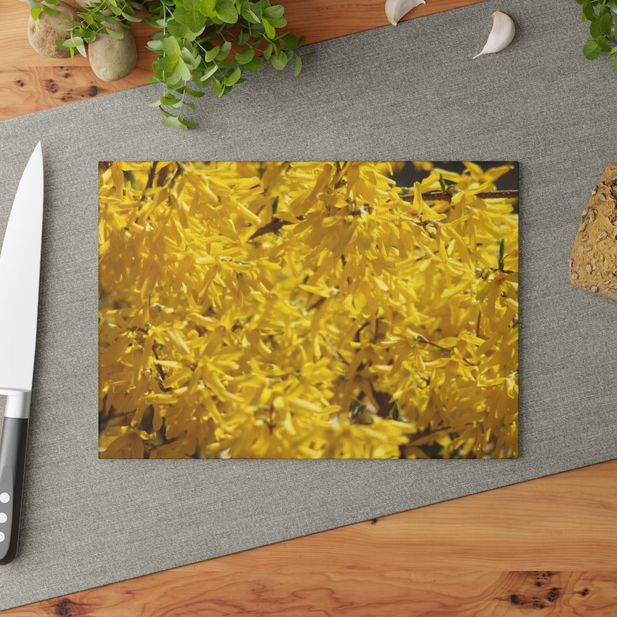 NN Glass Cutting Board Forsythia