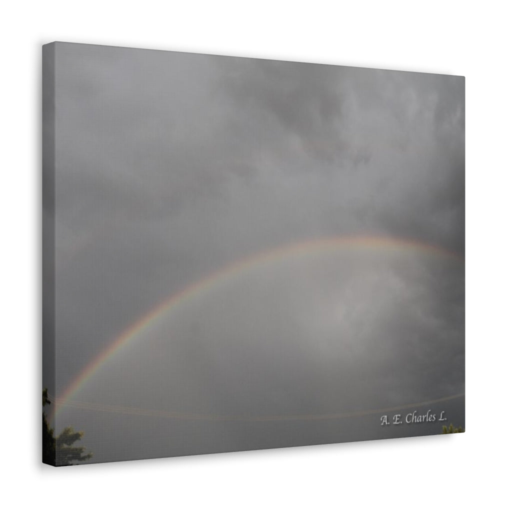 Canvas Gallery Wraps Grey Clouds Rainbow