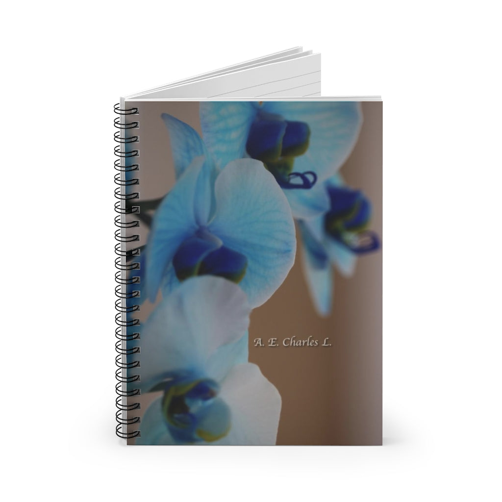 Spiral Notebook - Ruled Line NC Blue Flowers