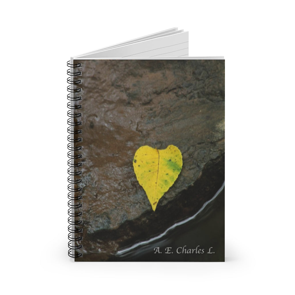 Spiral Notebook - Ruled Line Yellow Heart Leaf