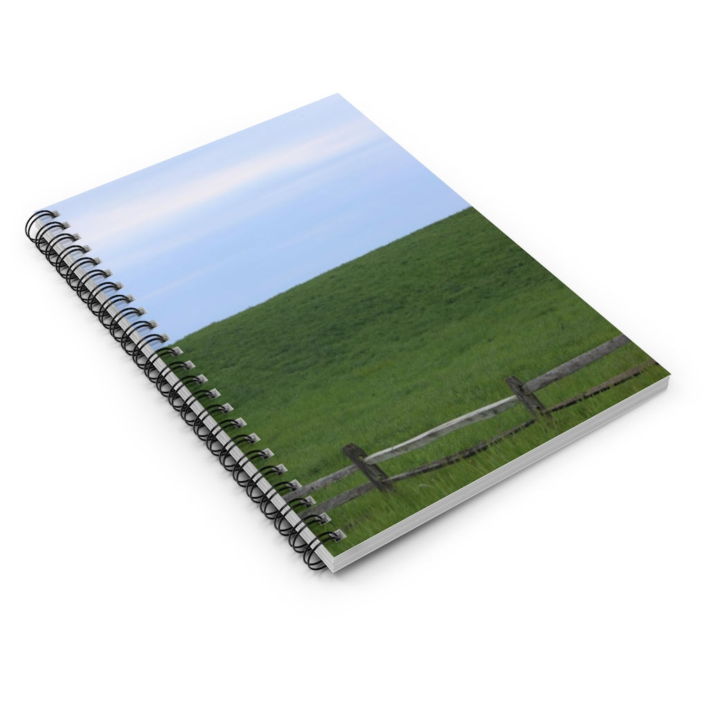 NN Spiral Notebook - Ruled Line Blue Sky Grass & A Fence