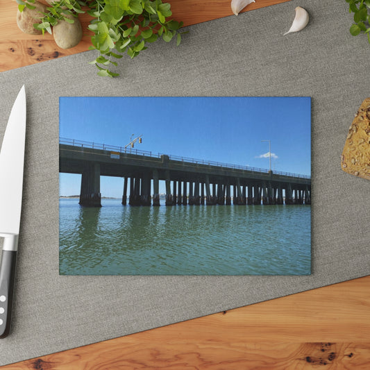 NN Glass Cutting Board OCMD Blue Sky Below Bridge