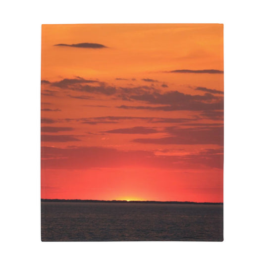 NN Plush Fleece Blanket Orange Skies Over Water