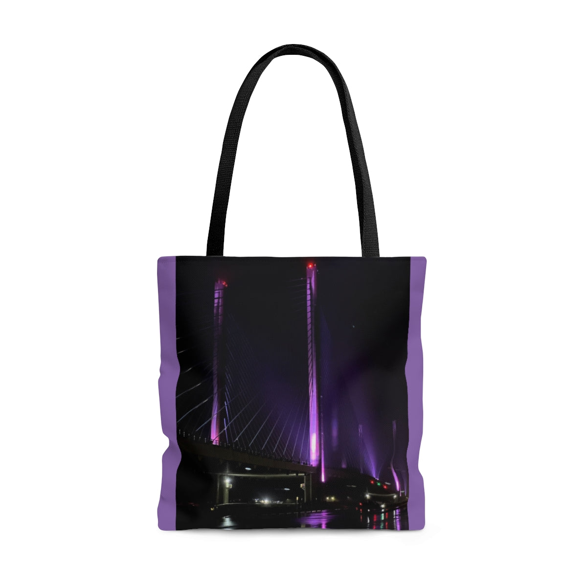 NN AOP Tote Bag (V) DE Purple Lit Bridge In Storm