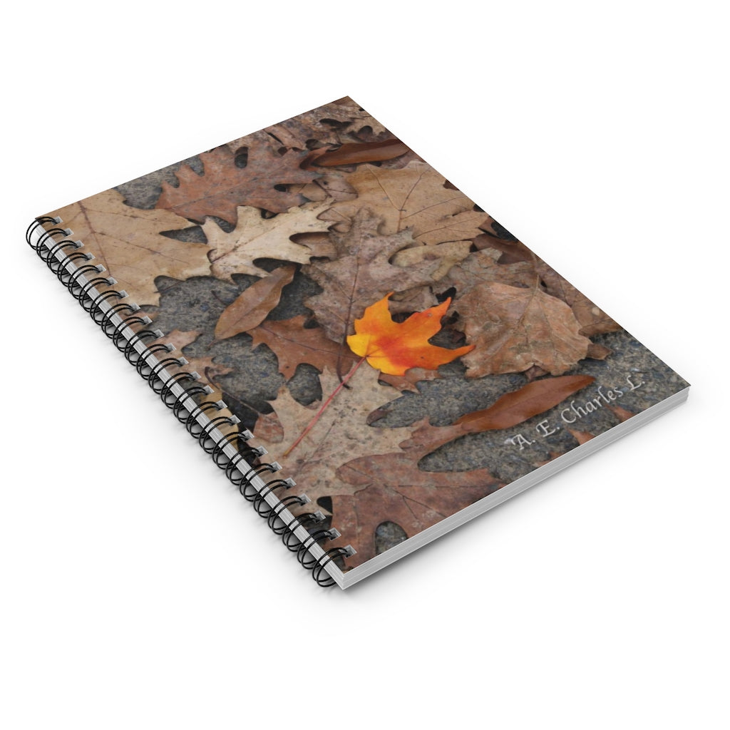 Spiral Notebook - Ruled Line One Orange Leaf