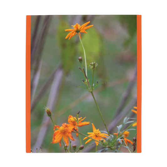 NN Plush Fleece Blanket Little Orange Flowers