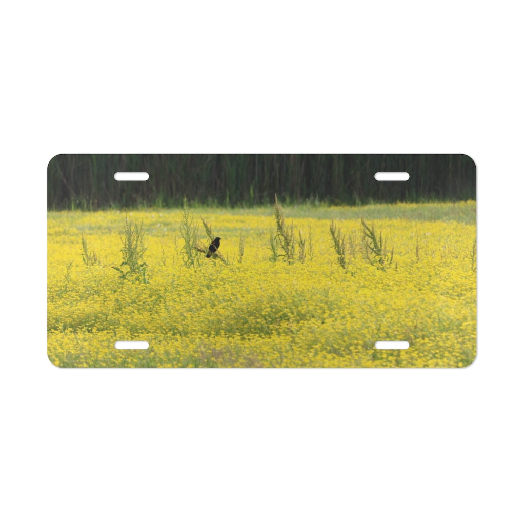 NN Vanity Plate Red Winged Black Bird In Yellow Field