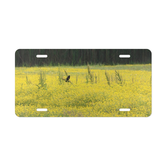 NN Vanity Plate Red Winged Black Bird In Yellow Field