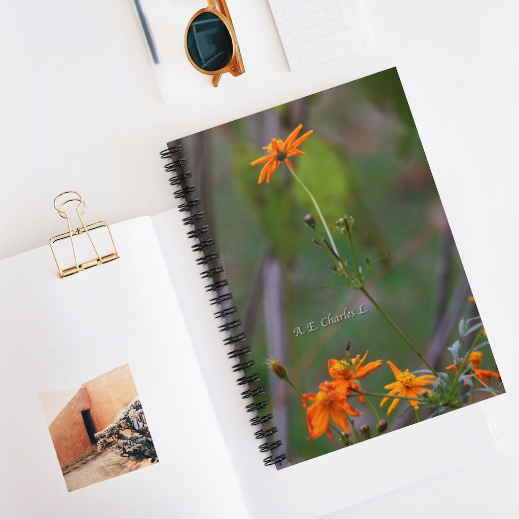 Spiral Notebook - Ruled Line Little Orange Flowers