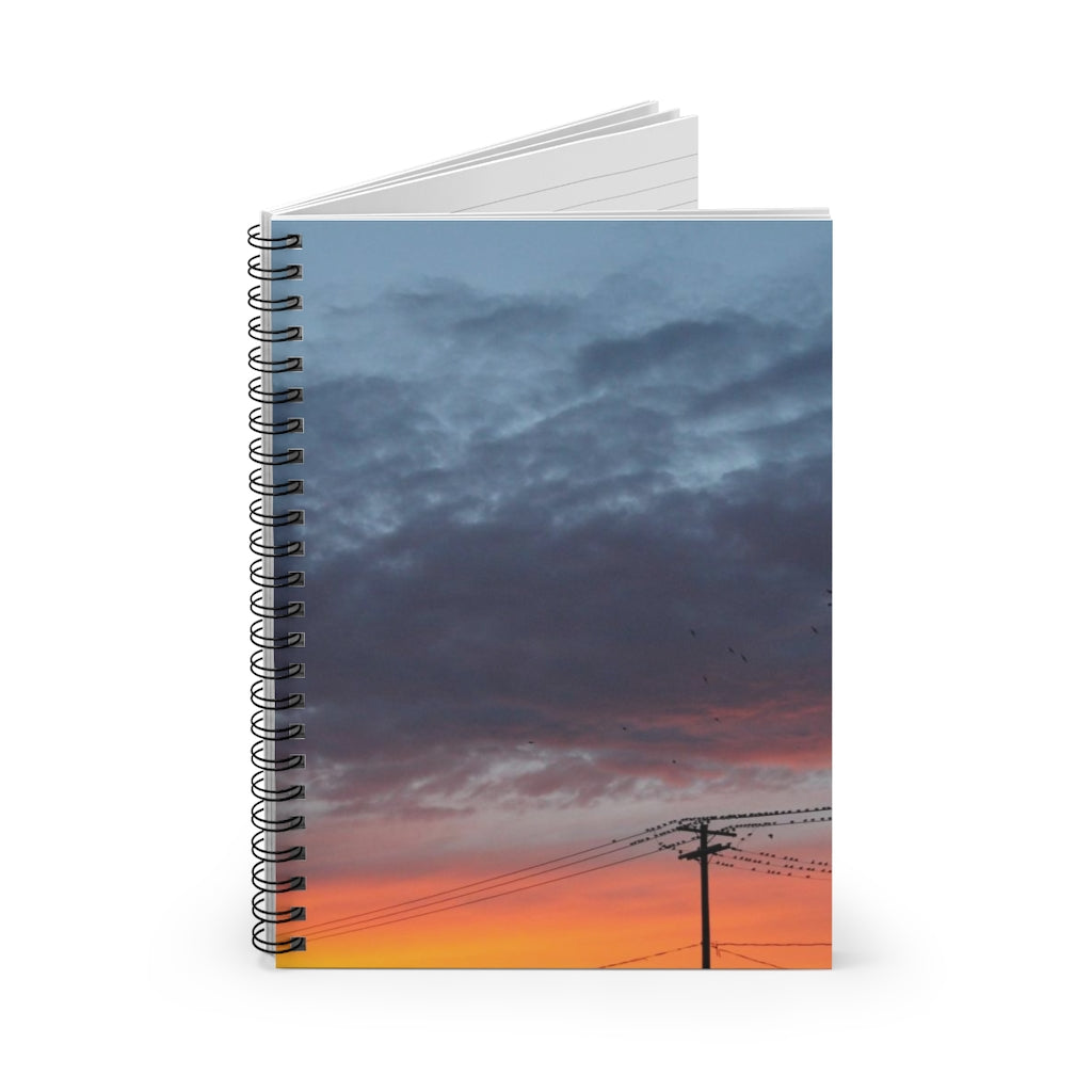 NN Spiral Notebook - Ruled Line Yellow Orange Clouds & Lines