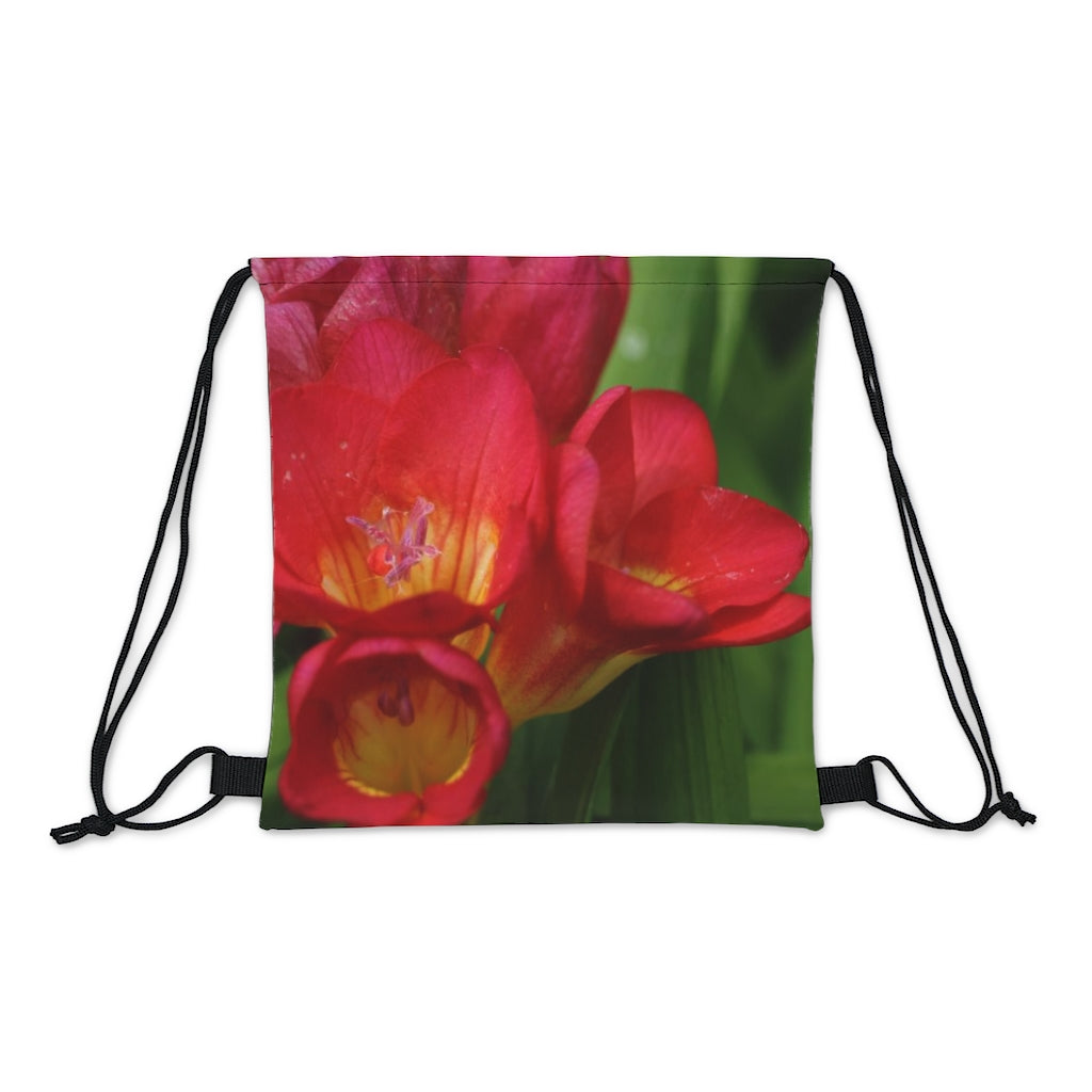 NN Outdoor Drawstring Bag Left Red Yellow Purple Flowers