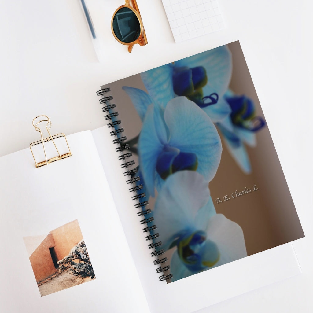 Spiral Notebook - Ruled Line NC Blue Flowers