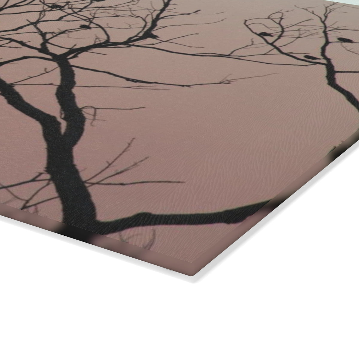 NN Glass Cutting Board Pink Sky Birds