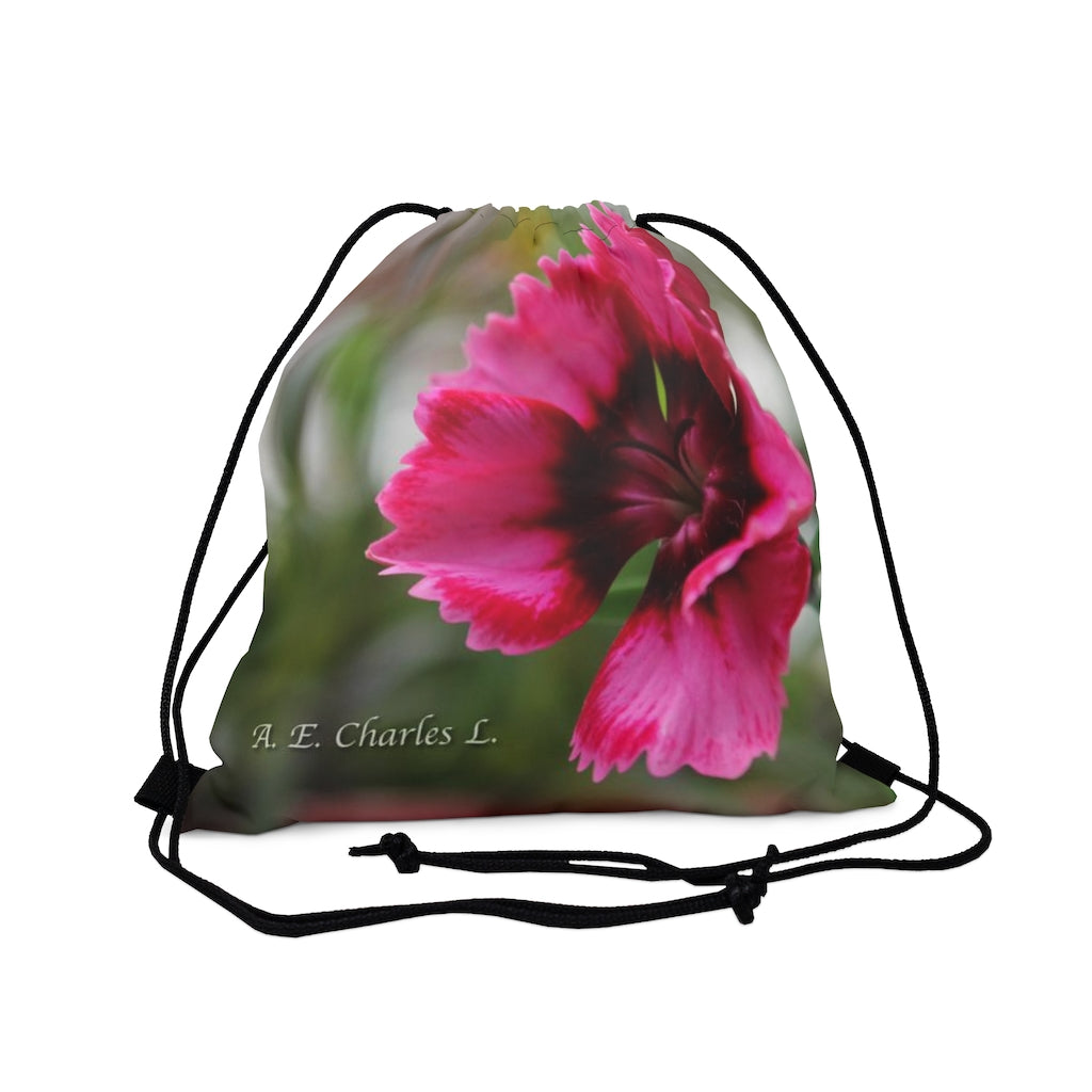 Outdoor Drawstring Bag (R) Hot Pink Open Flower