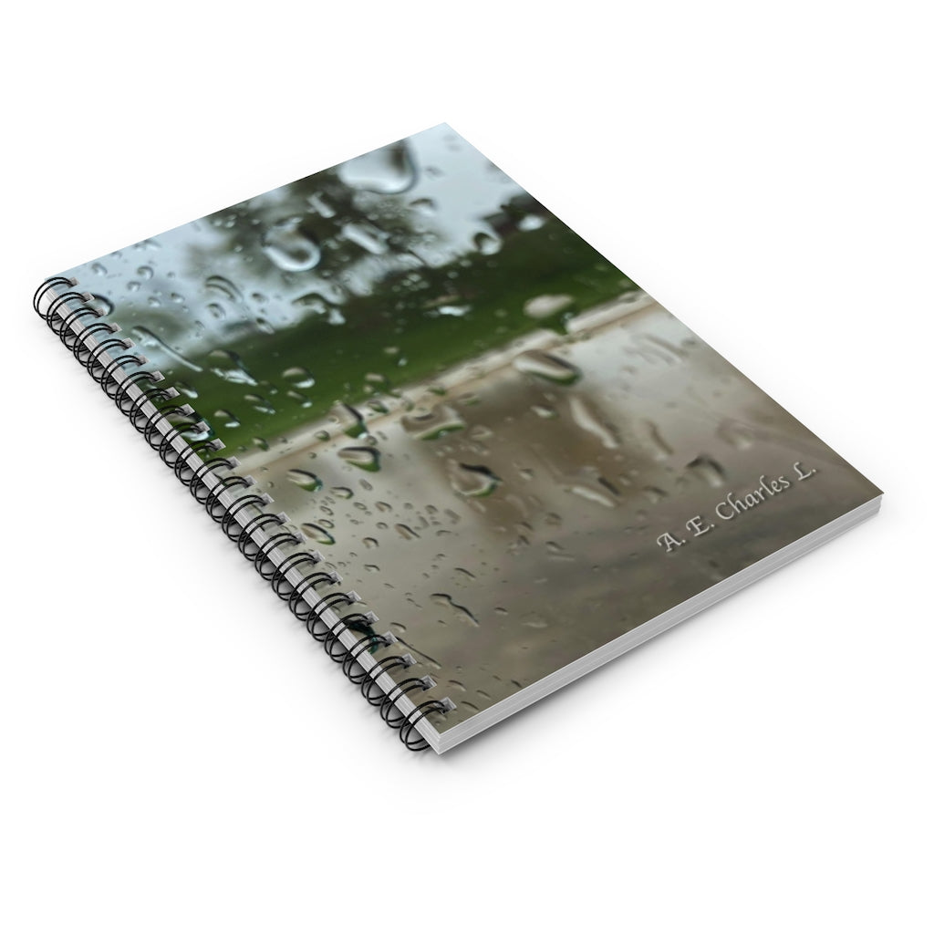 Spiral Notebook - Ruled Line Raindrops (T) Window