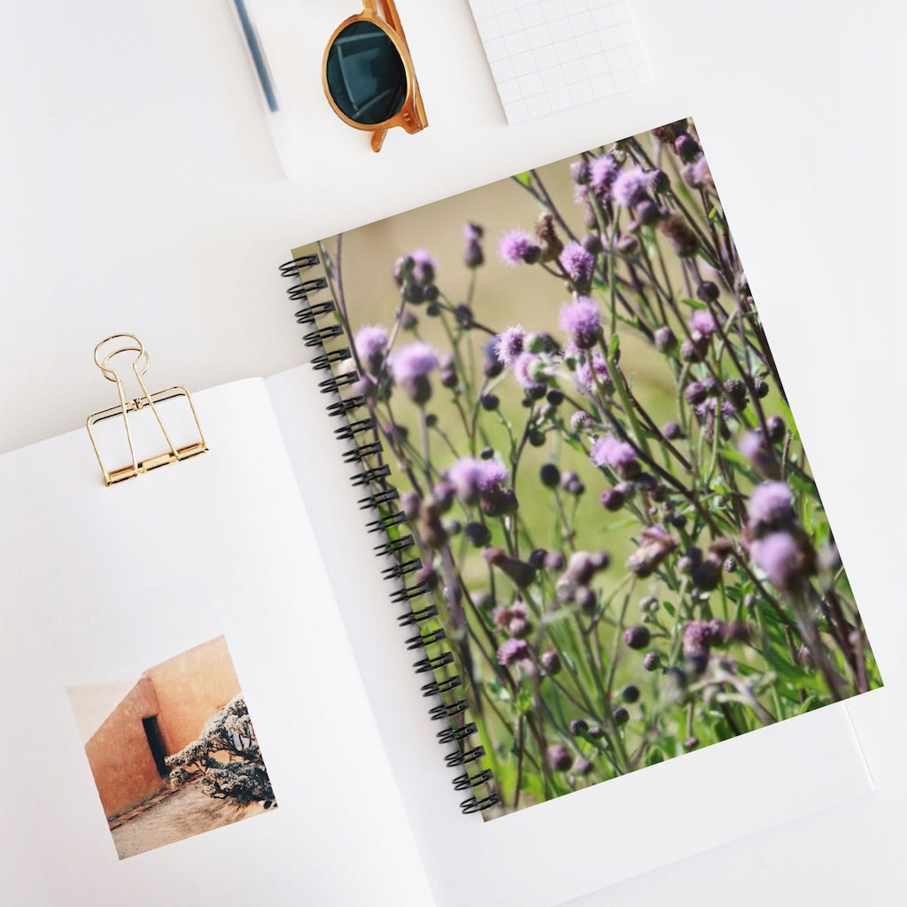 NN Spiral Notebook - Ruled Line Purple Fluff Flowers