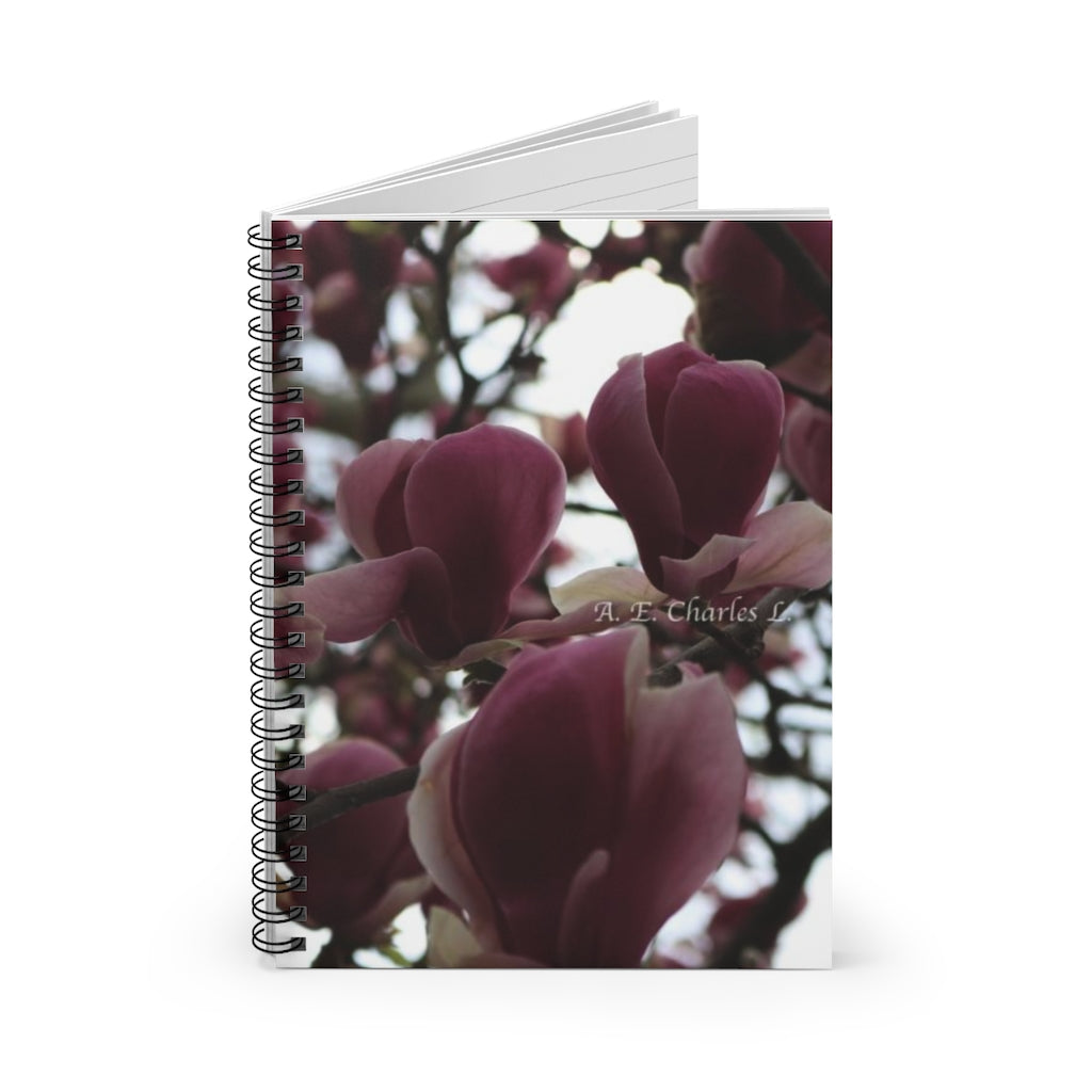 Spiral Notebook - Ruled Line Two-Tone Pink Flowers