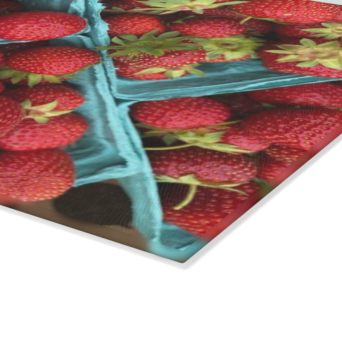 NN Glass Cutting Board Lots Of Strawberries