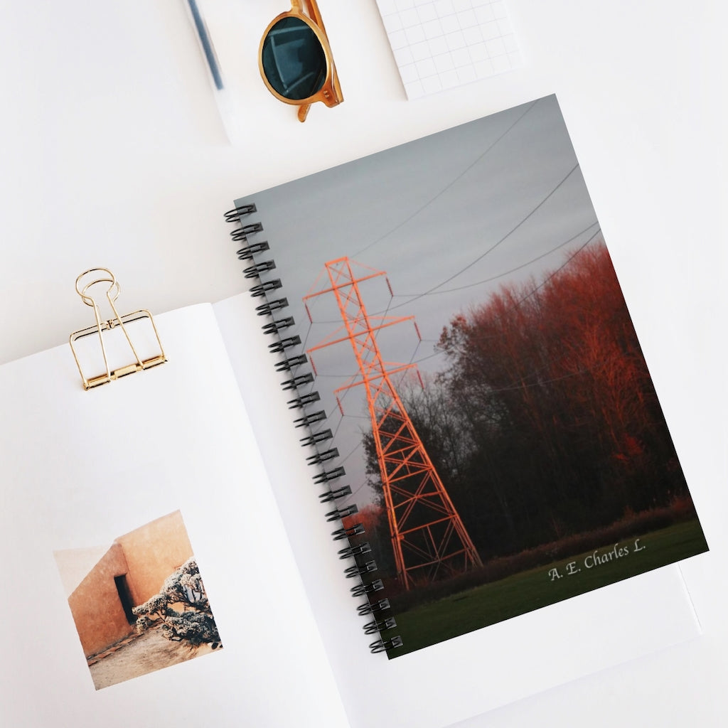 Spiral Notebook - Ruled Line Power Transmissions Tower & Power Lines