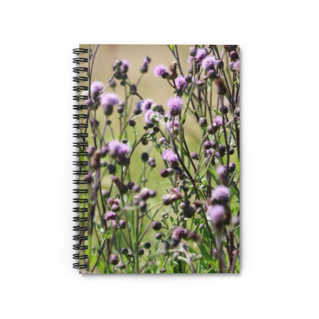 NN Spiral Notebook - Ruled Line Purple Fluff Flowers