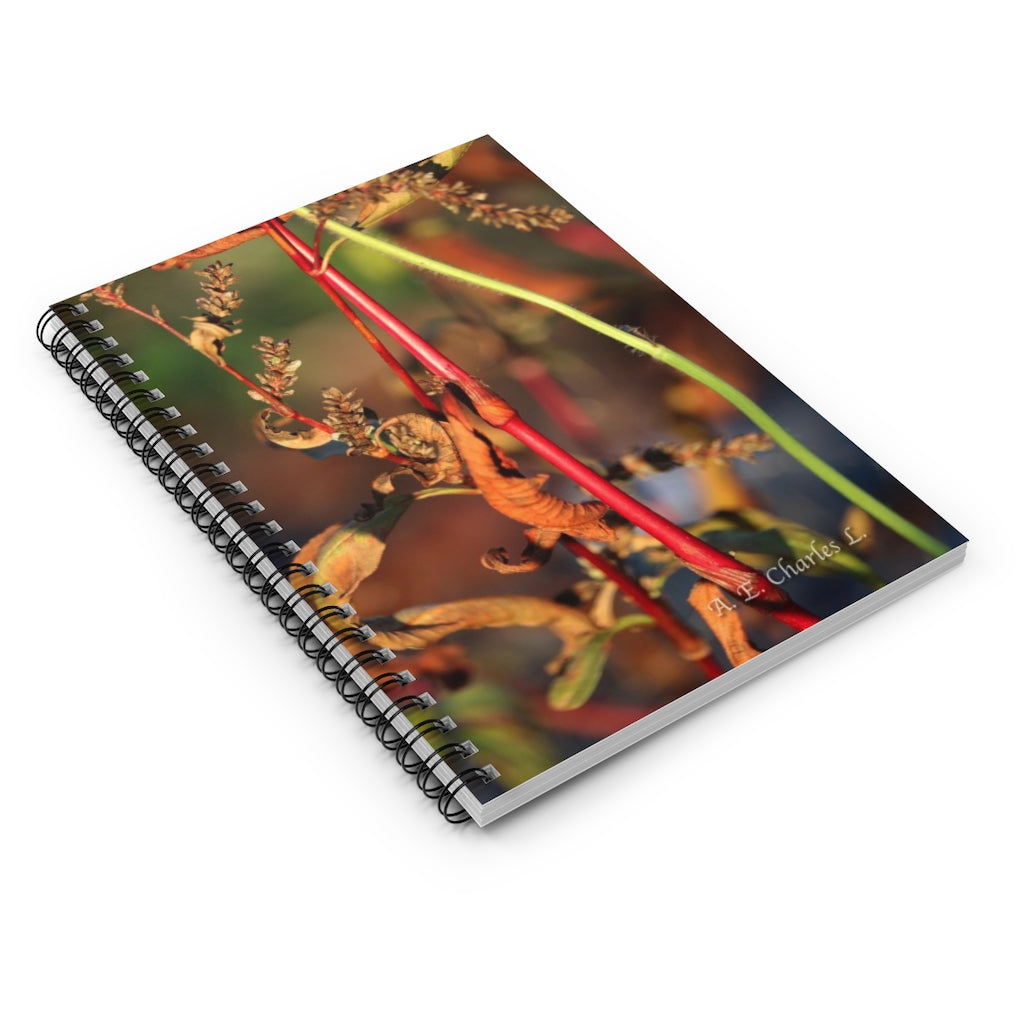 Spiral Notebook - Ruled Line Colorful Stems & Leaves