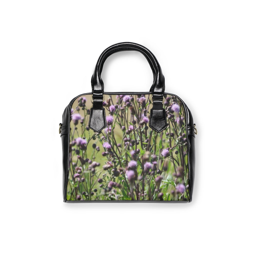 NN Shoulder Handbag Purple Fluff Flowers