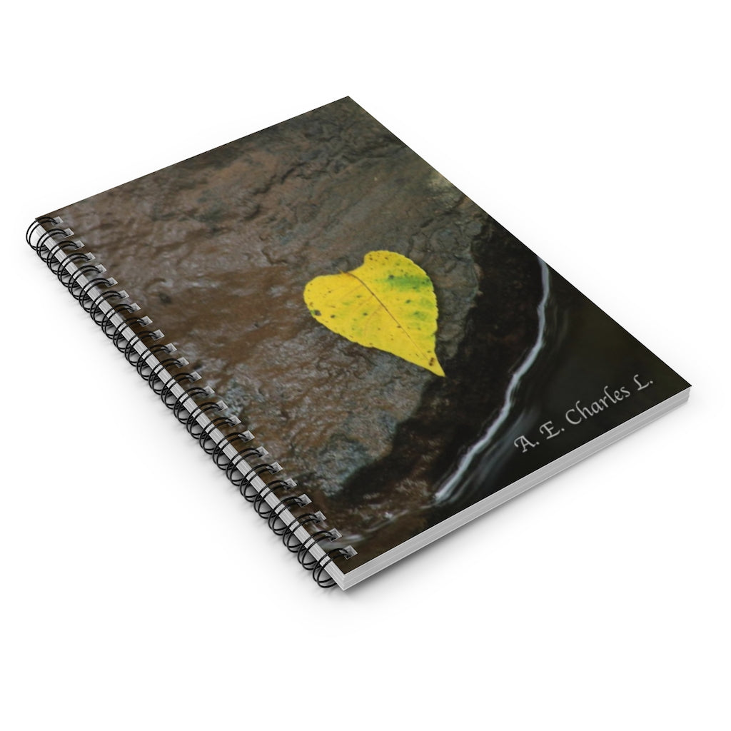 Spiral Notebook - Ruled Line Yellow Heart Leaf