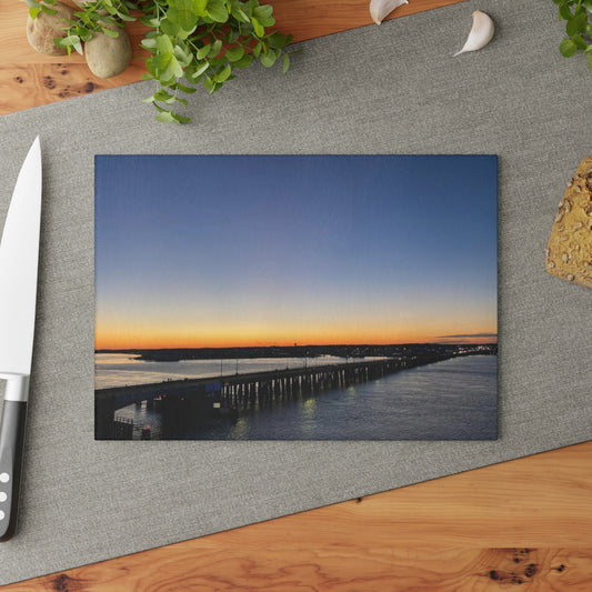 NN Glass Cutting Board Blue Sky OCMD Bridge Over Water