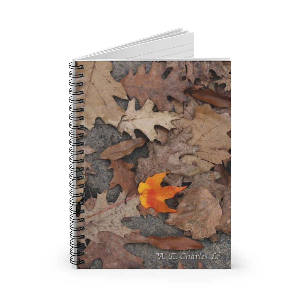 Spiral Notebook - Ruled Line One Orange Leaf